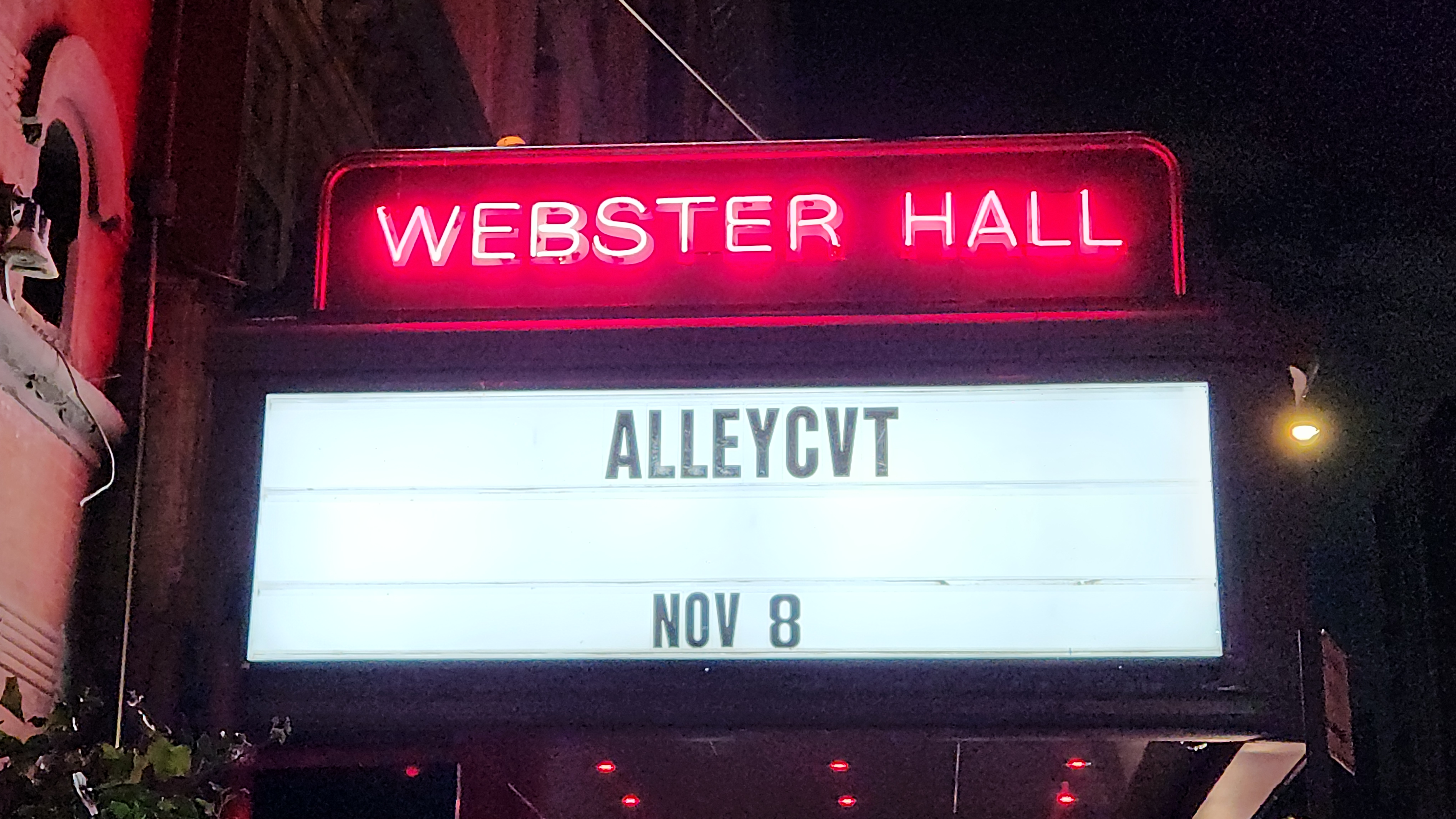 ALLEYCVT name on the Webster Hall billboard