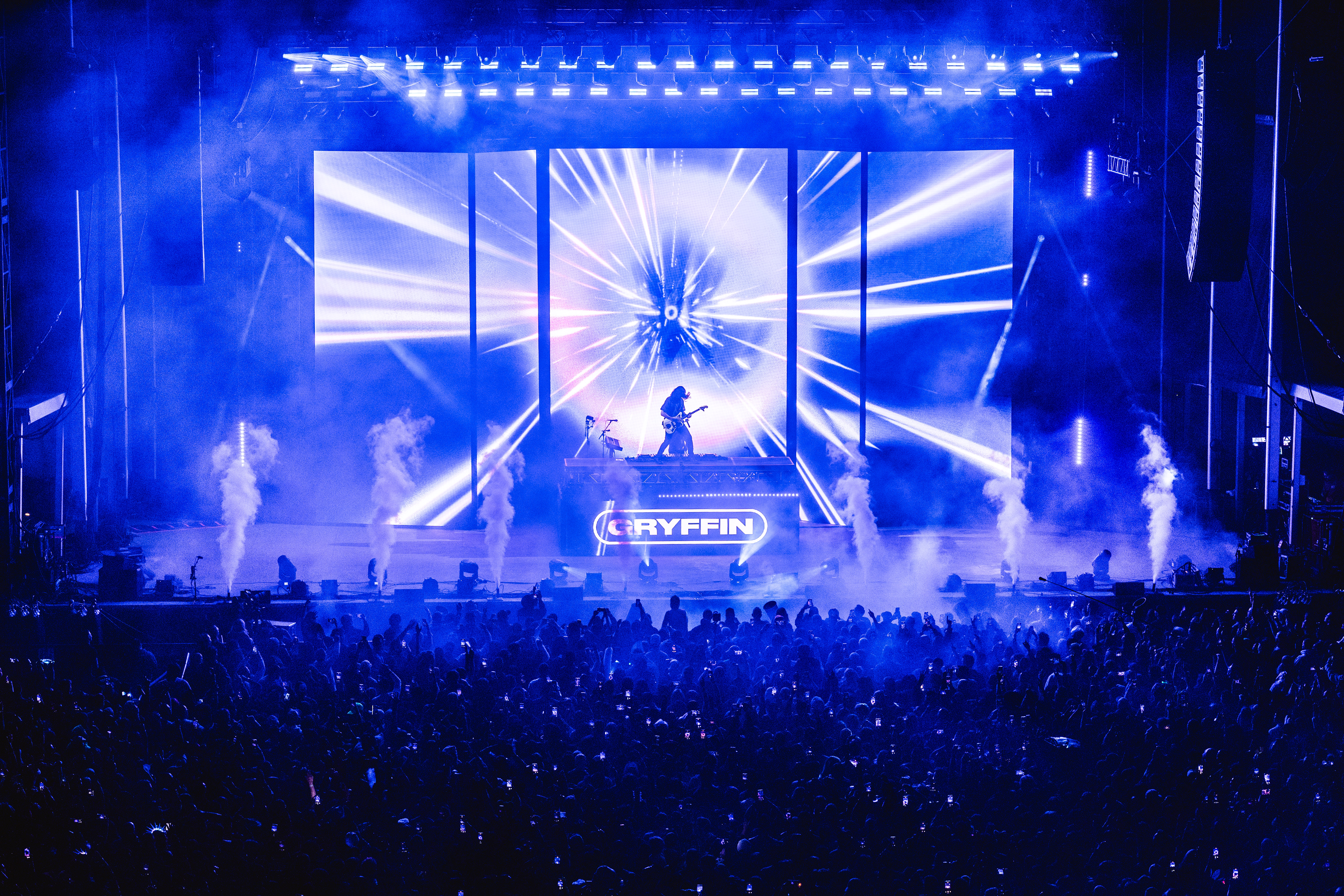 Wide shot of Gryffin on stage at Forest Hills Stadium