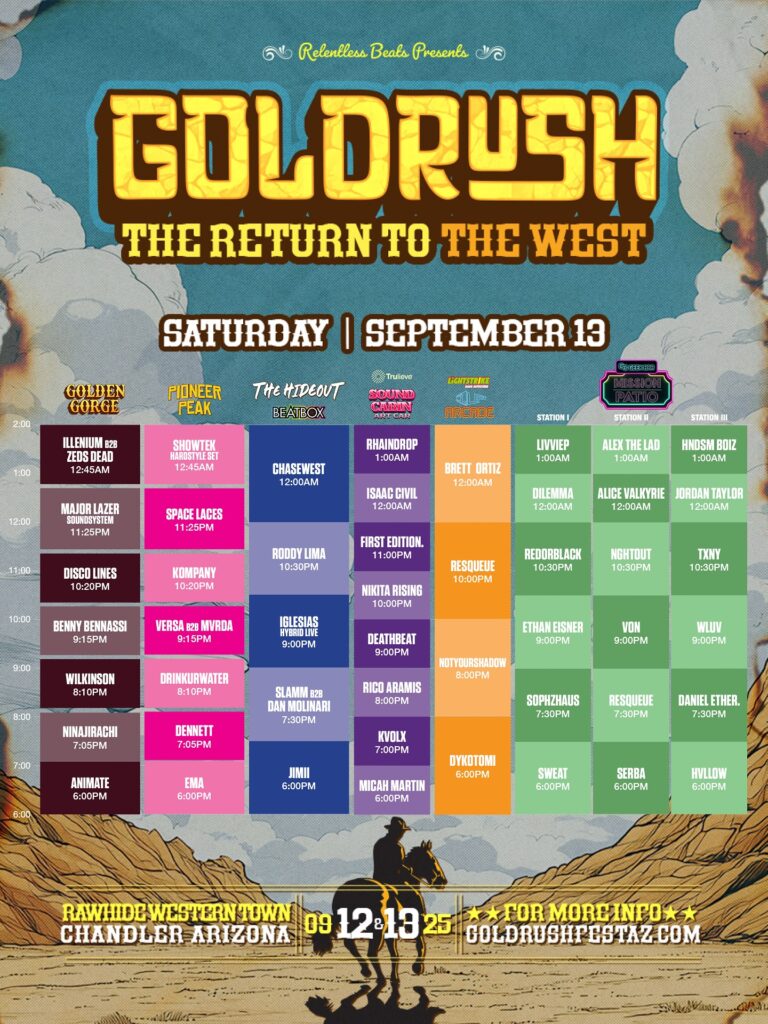 saturday goldrush the return to the west set times