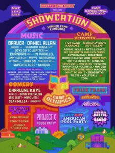 Showcation 2026 flyer, including music, crafts comedy etc
