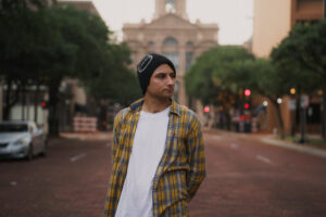 Skydisc standing in the streets of downtown Fort Worth