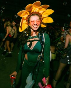 Lady in a sun flower outfit