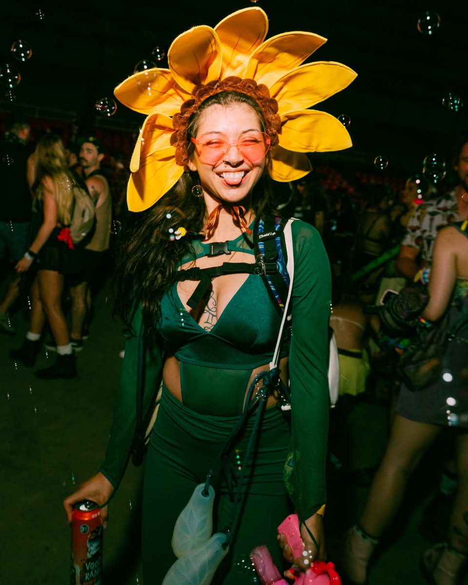Lady in a sun flower outfit