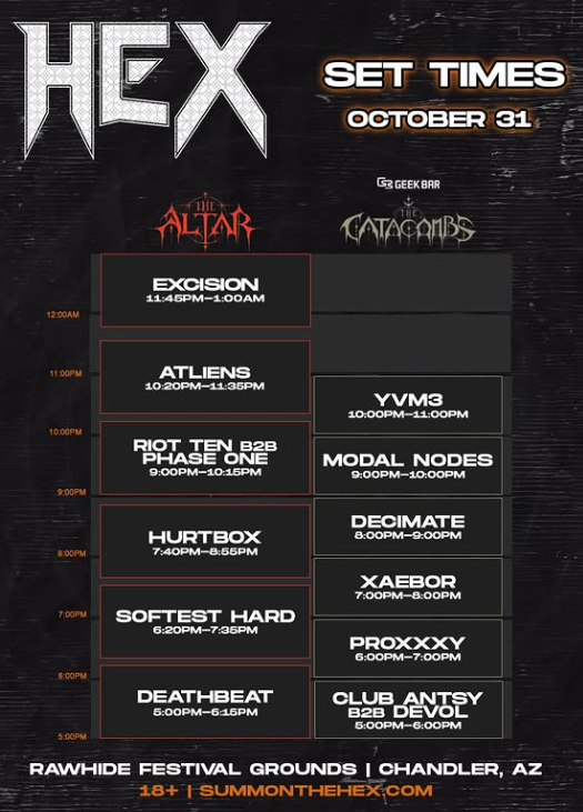 Saturday HEX lineup